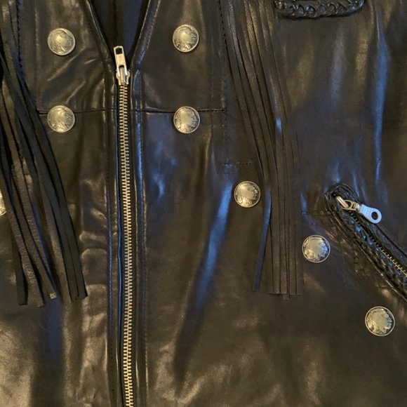 TRIBE AMERICA BUCKSKIN "Warrior" VEST Size 48 BLACK - Picture 2 of 9